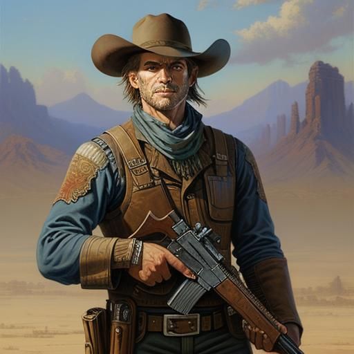 Gunslinger in Oil Painting Style