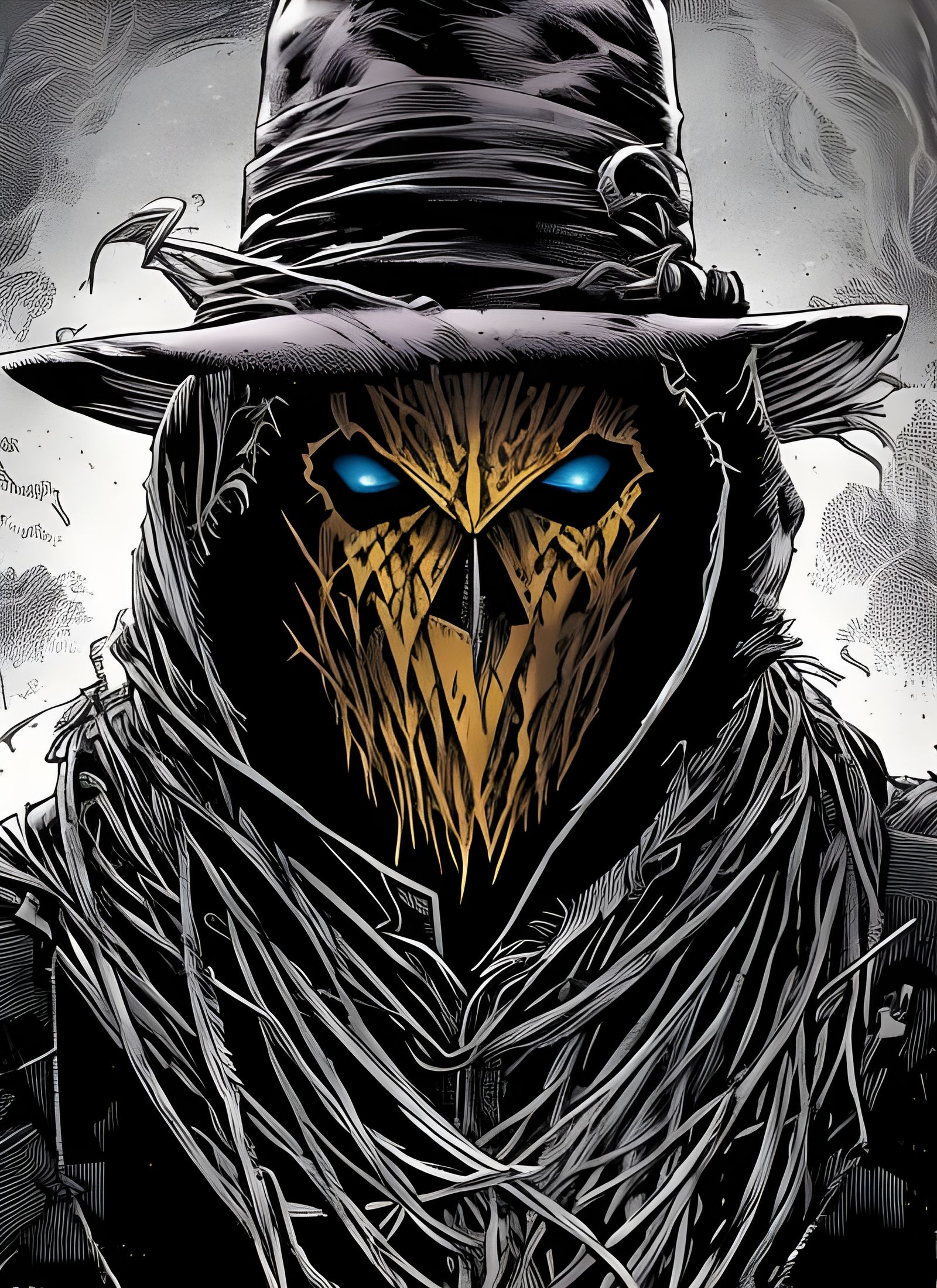 Detailed Scarecrow Illustration in Romantic Style