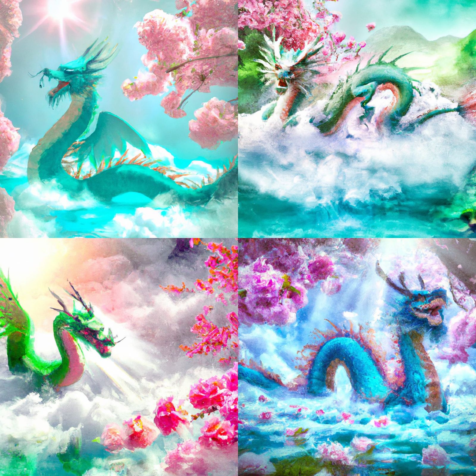 Jade Dragon Bathes in Cherry Blossom Pond