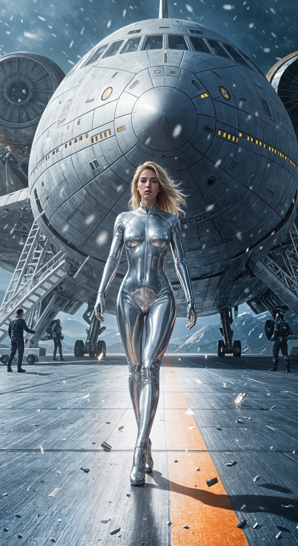 Heroic Woman Prepares Spaceship for Launch Amidst Volcanic A...