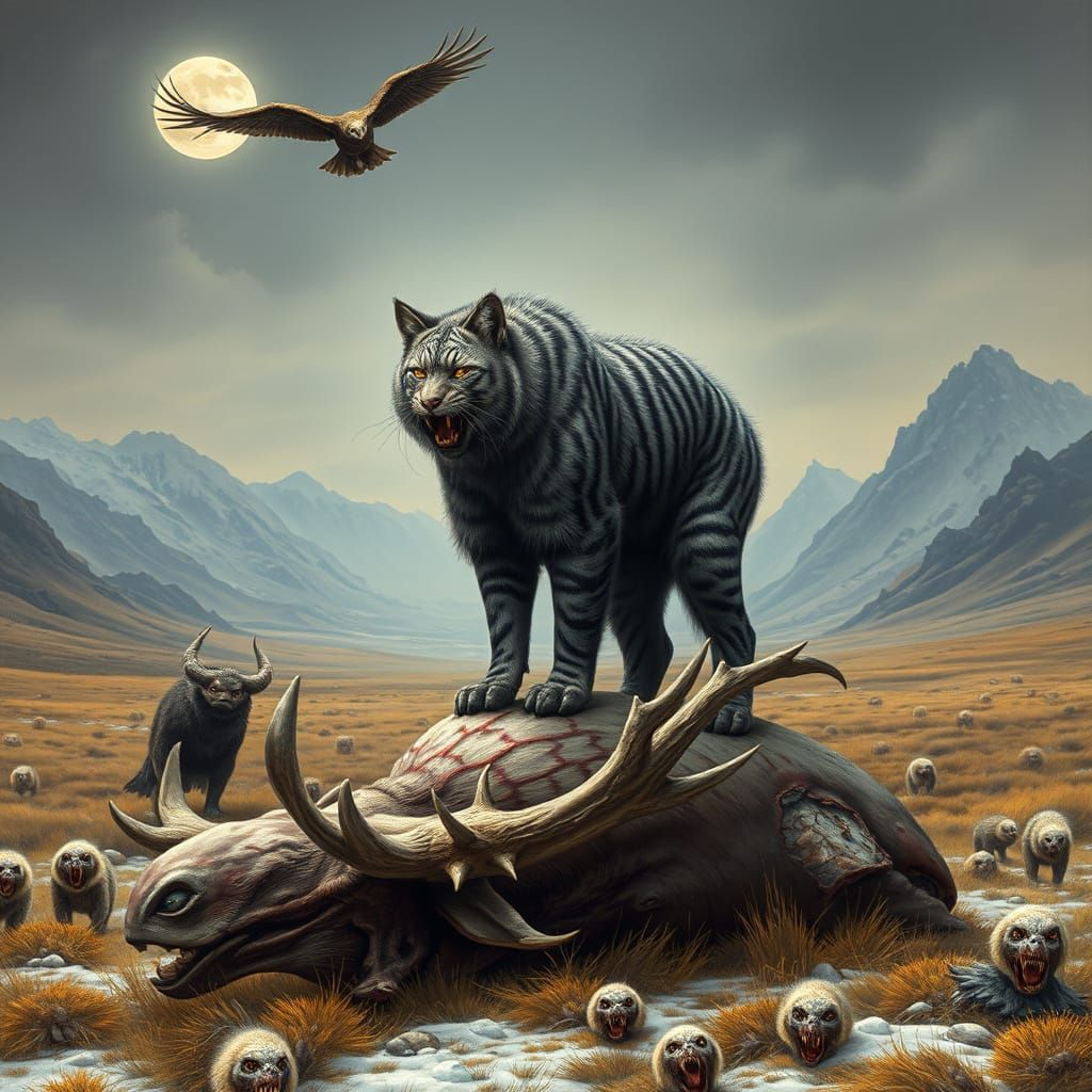 Powerful Saber-Toothed Cat Dominates the Wild Steppe