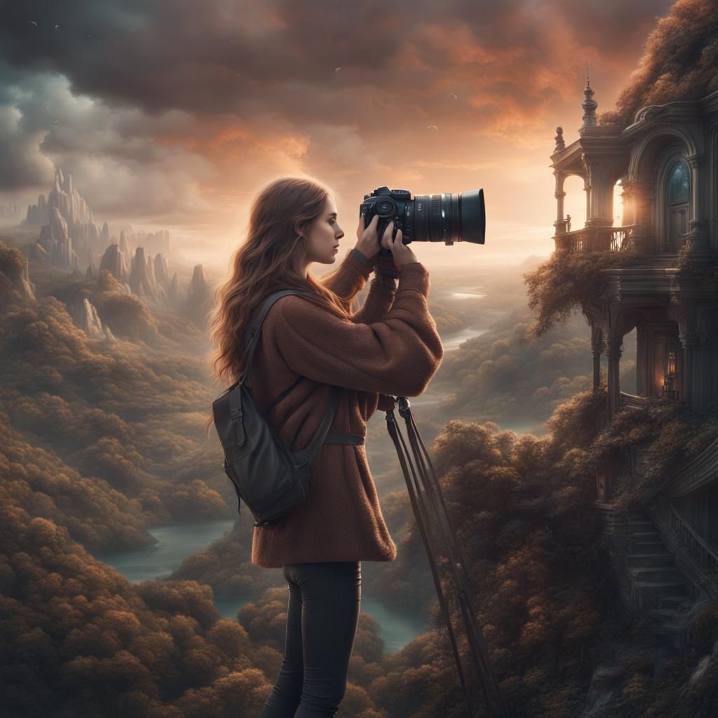 Dreamy Girl with Camera: Digital Matte Painting