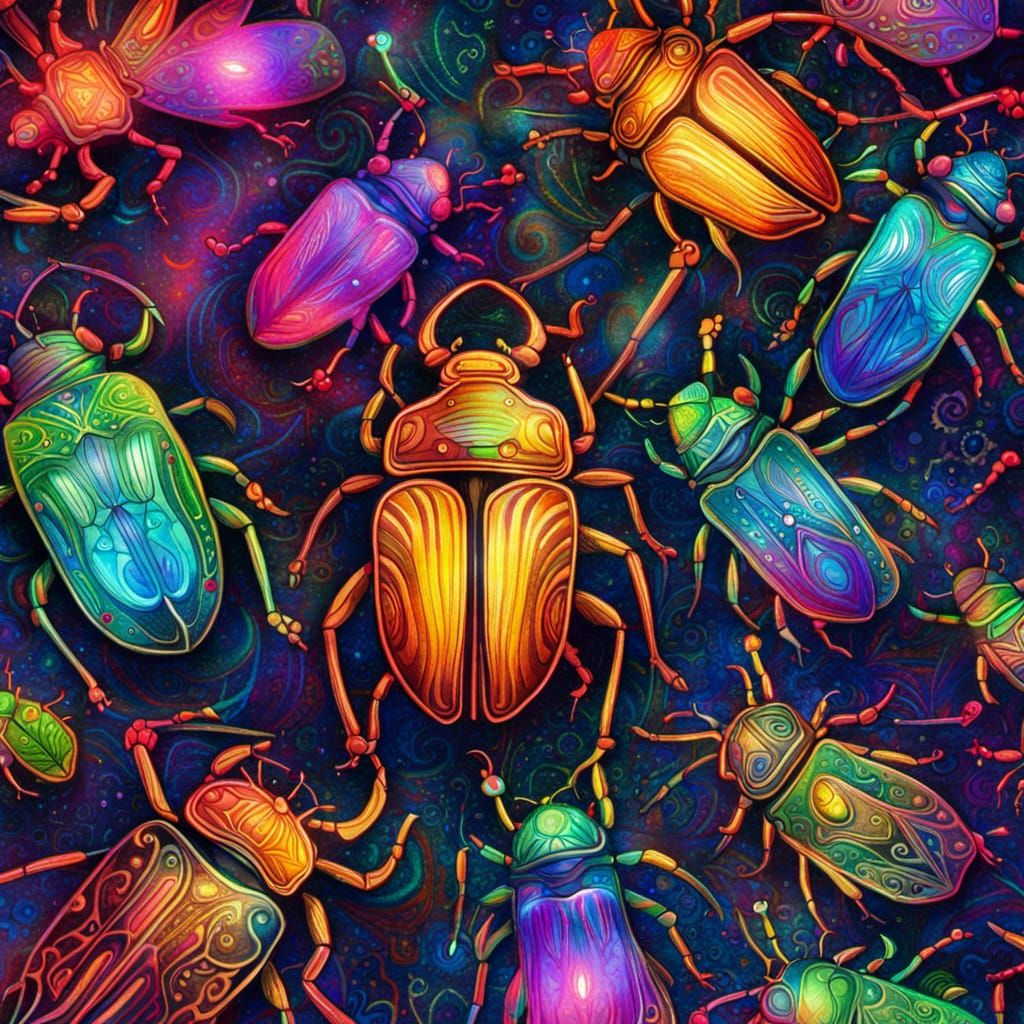 Glowing Beetles in a Holographic Rainforest