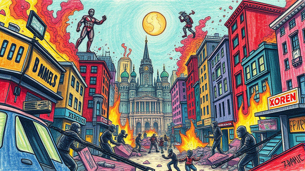 Zombie Superhero Apocalypse in Comic Book Style