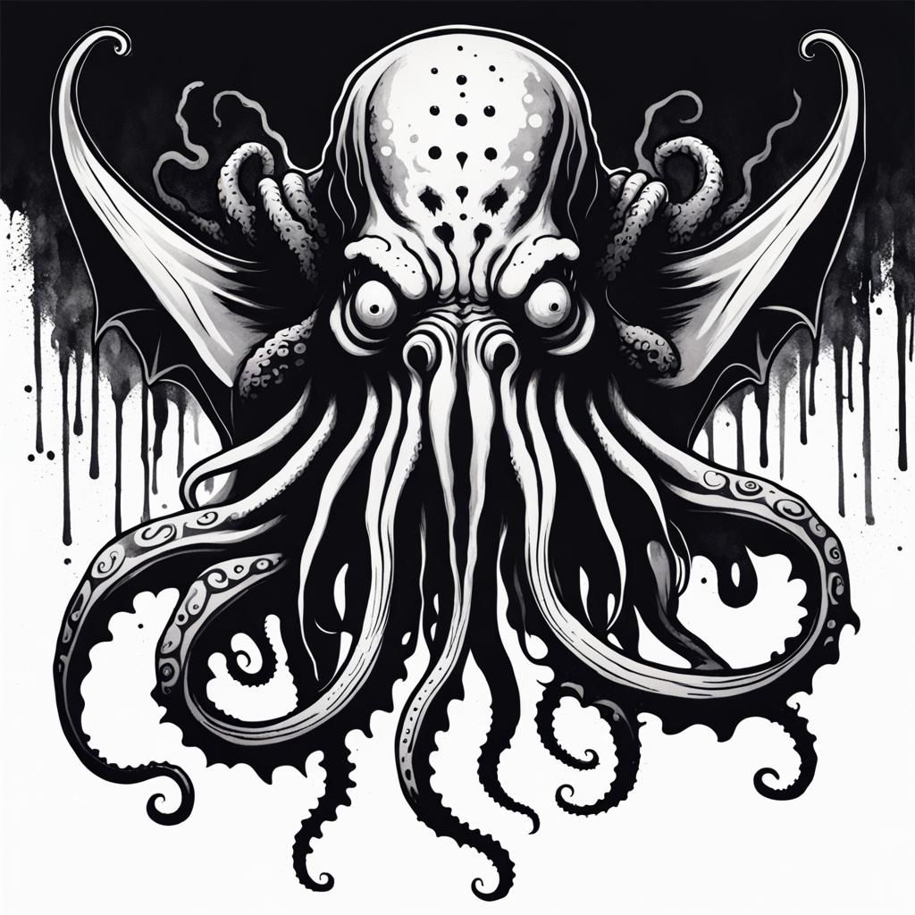 Abstract Ink Spot Cthulhu Illustration