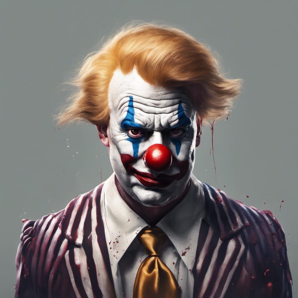 Sad Clown Portrait in Hyperrealistic Style