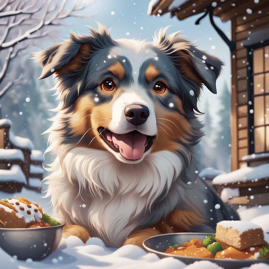 Anime  Shepherd enjoying a cozy meal