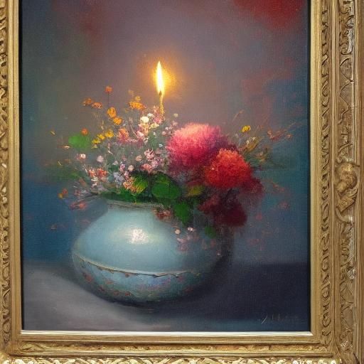 Whimsical Candle Flame Transfer in Spring Twilight