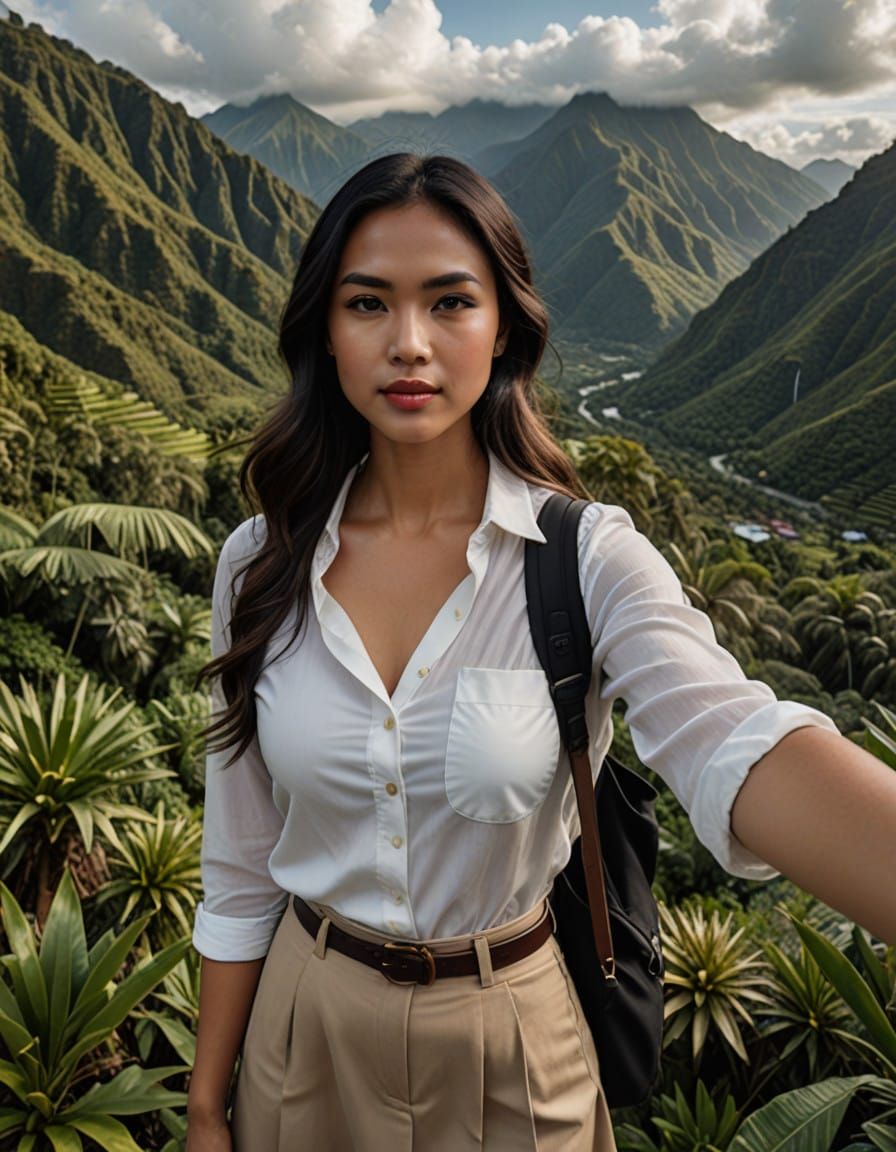 Exquisite Young Indonesian Woman in Tropical Paradise