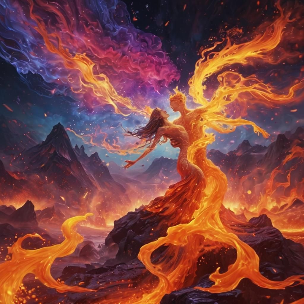 Elemental Fire Dance in a Crystalline Lava World