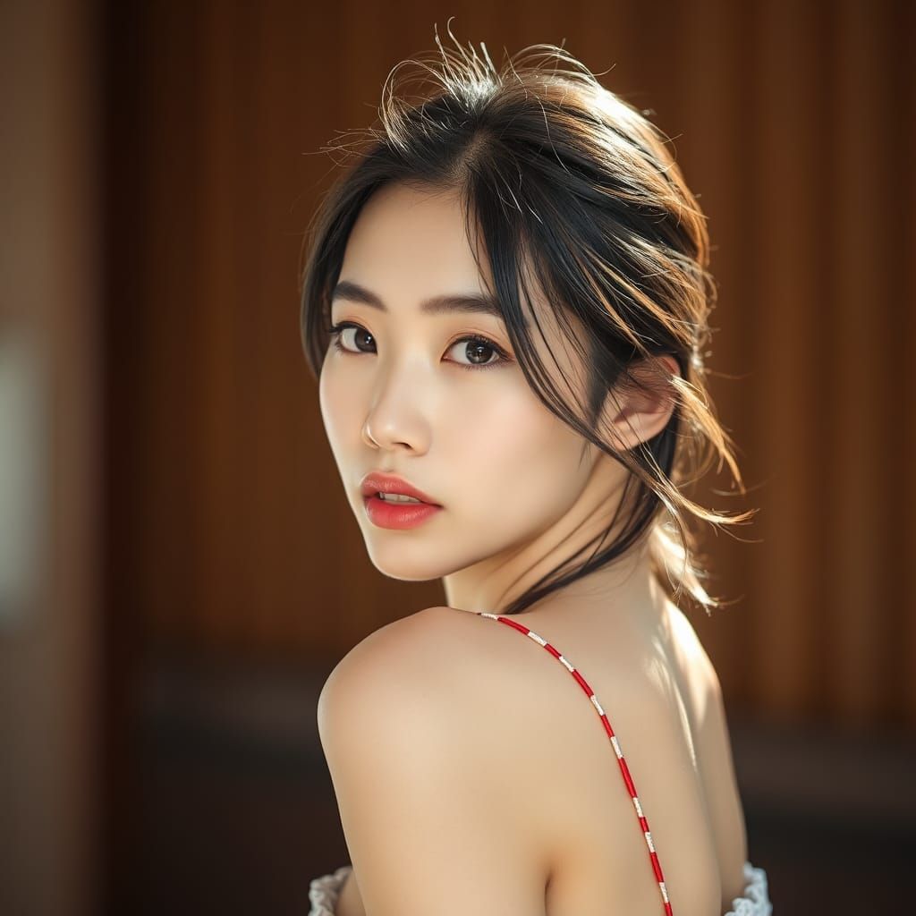 Photorealistic Portrait of Japanese Woman with Natural Light...