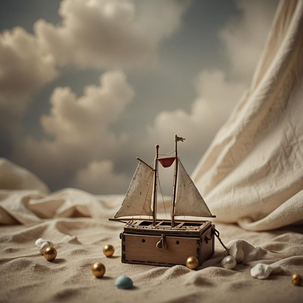 Small Box with Sail in Cinematic Lighting