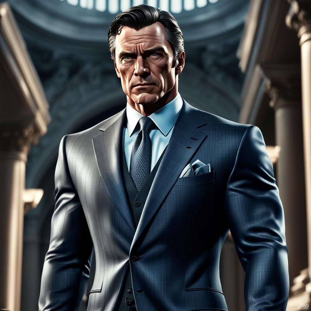 Hyperrealistic Portrait of Bruce Wayne in Suit
