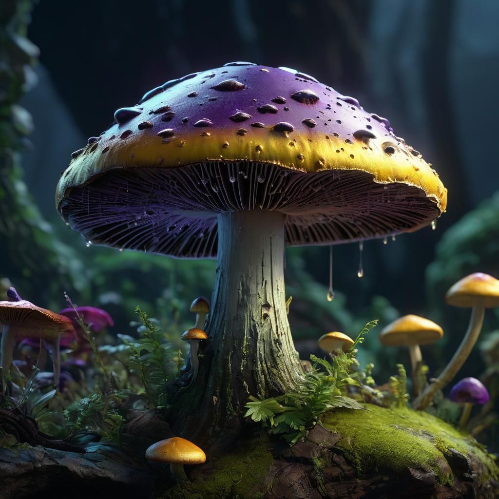 Mushroom Close-Up in Dark Fantasy Style