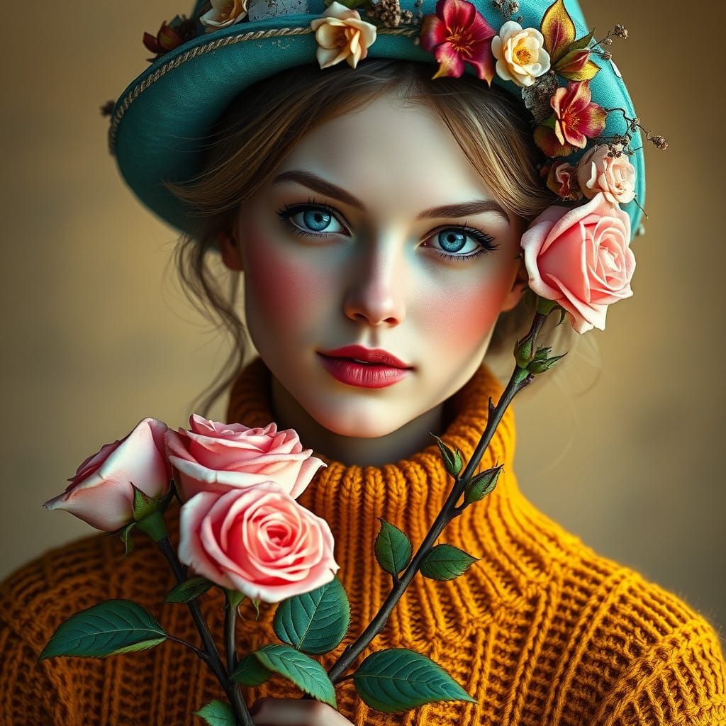 Ethereal Beauty in Whimsical Art Nouveau Style