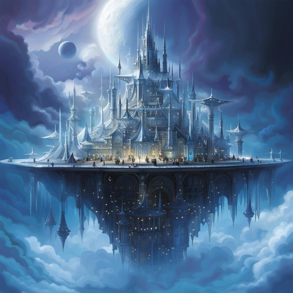 Ethereal Cloud Castle in Comic Book Art Style