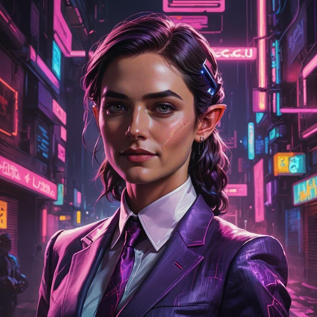 Female Elf in Shadowrun Universe: Hyperrealistic Portrait