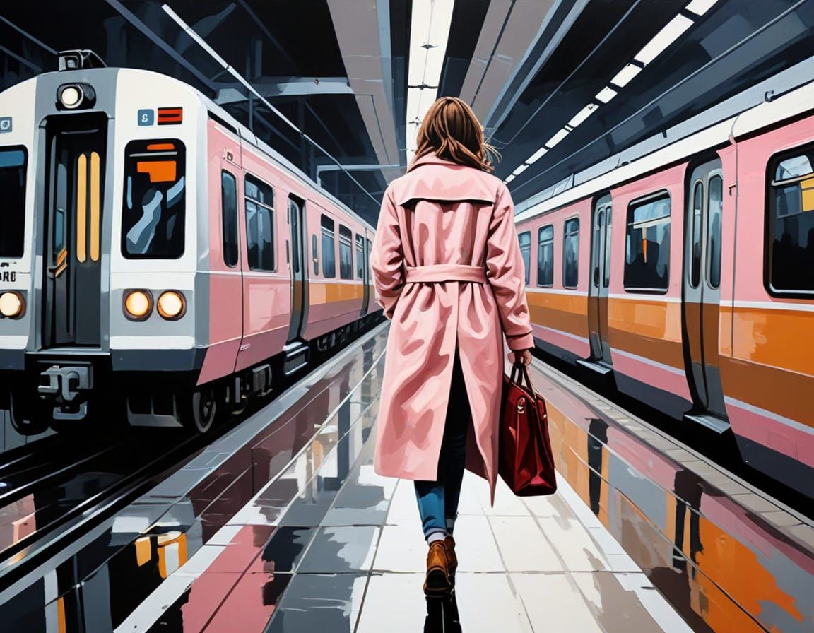Tokyo Subway: Neo-Impressionist Oil Painting