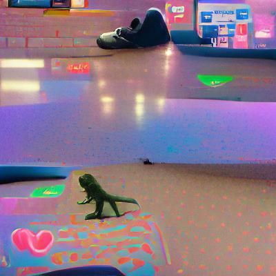 Surreal Lizard Man Awaits Gorilla in Massacre Bowling Alley