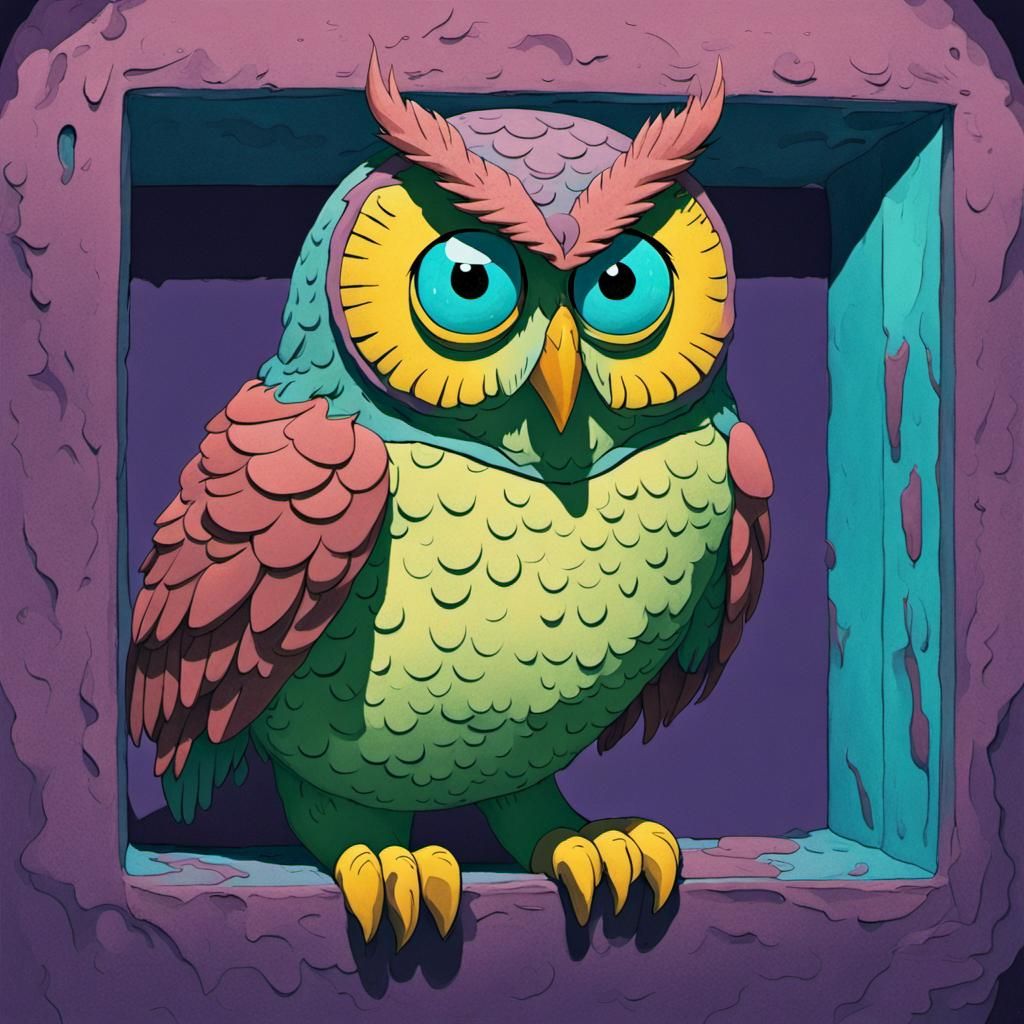 Aetherpunk Owl Digital Illustration with Cel-Shading