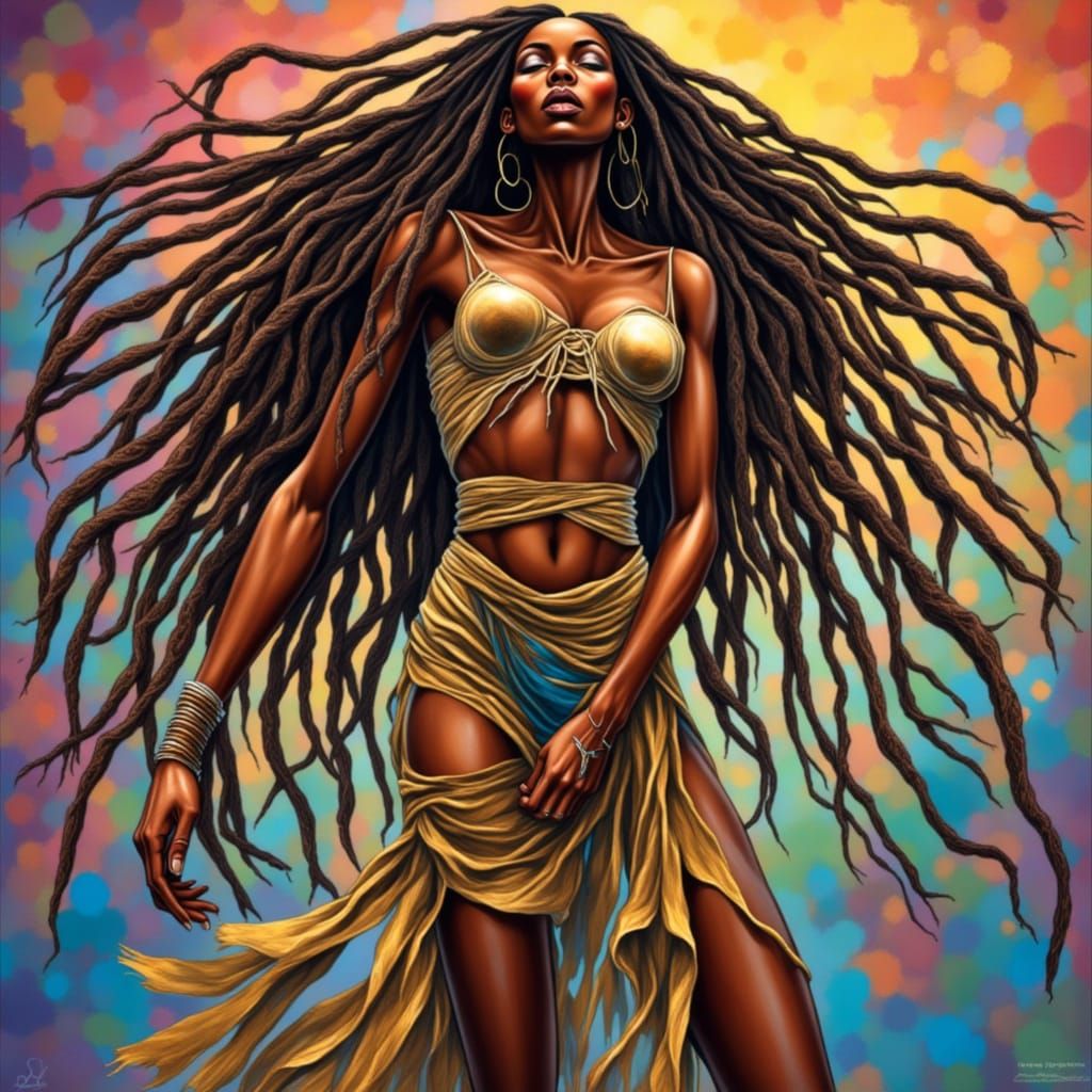 Full Body Portrait of Tall African American Woman with Long ...