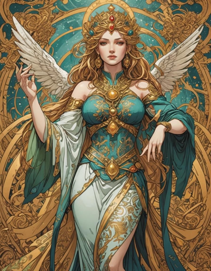 The Empress Tarot Card: Line Art, Divine Goddess