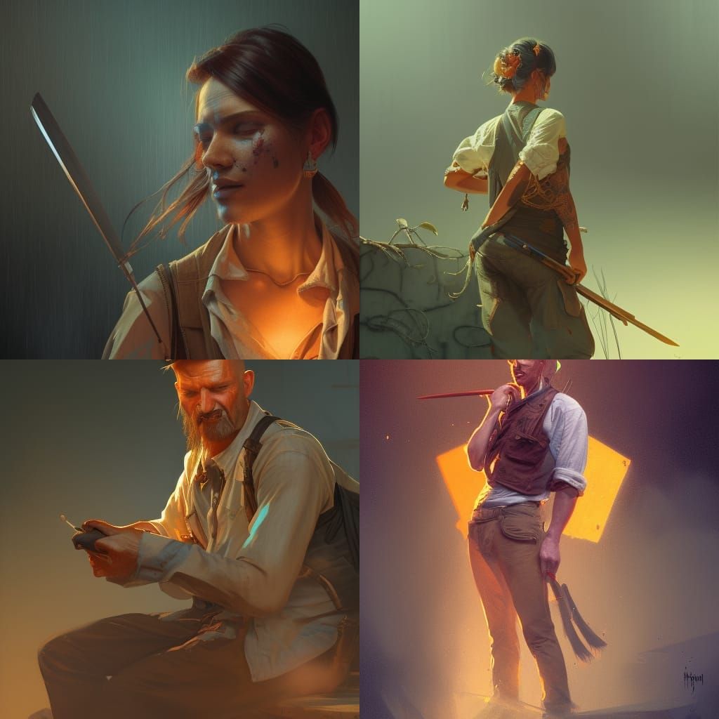 Hillbilly with Straight Razor: Hyperdetailed Concept Art