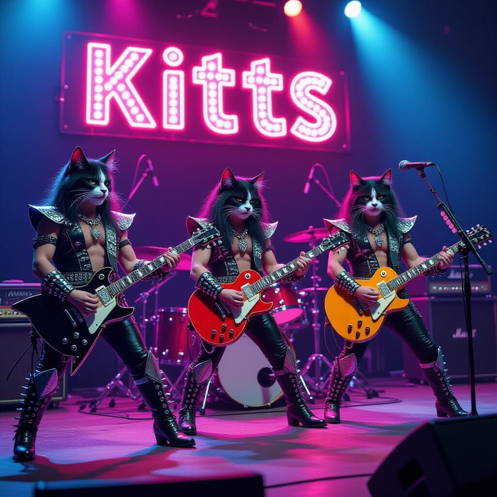 Cats Recreate Kiss Band in Rock Concert