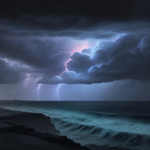Dramatic Thunderstorm Over the Ocean: Digital Matte Painting