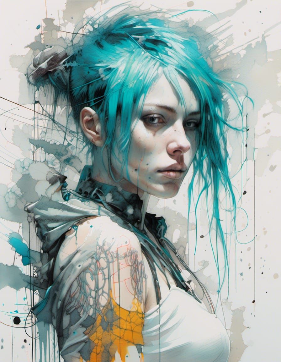 Surreal Cyberpunk Goddess Radiates Neon Energy