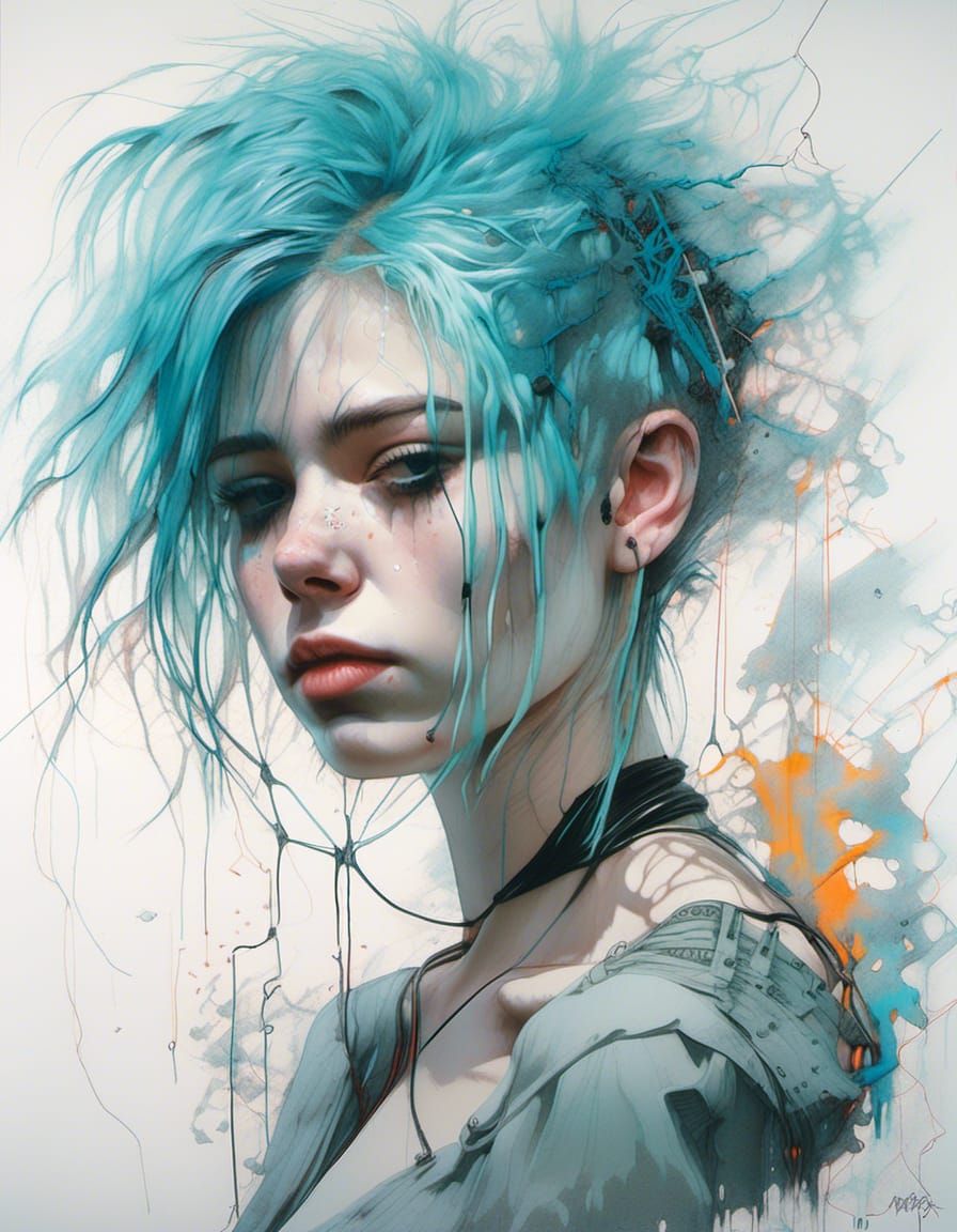 Cyberpunk Dream Girl in Neon Haze