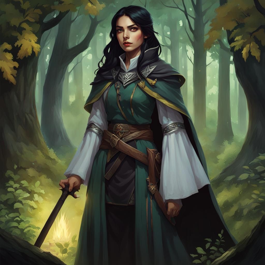 Half Elf Grave Cleric in D&D Style