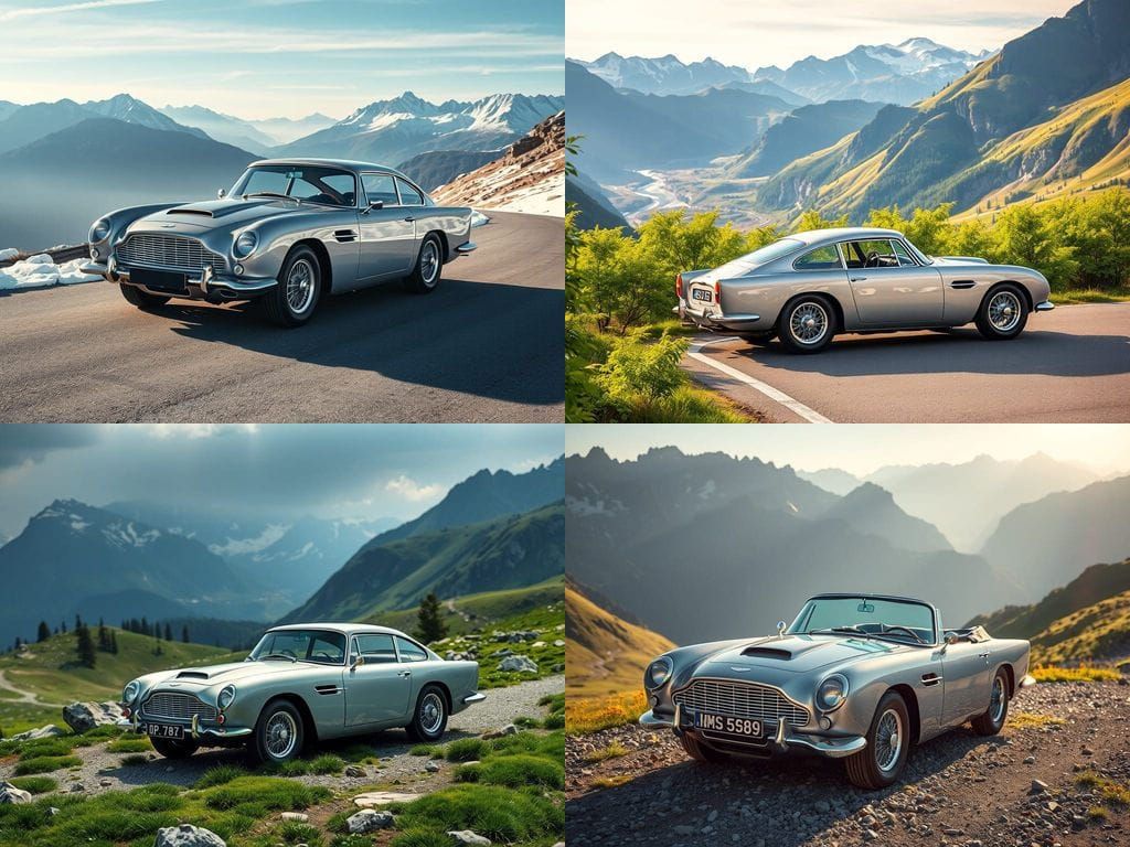 Exotic Car Captured from Above on Swiss Mountain Vista