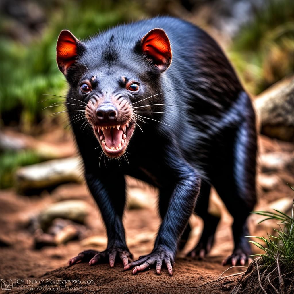 Hyperrealistic Tasmanian Devil Portrait in HDR