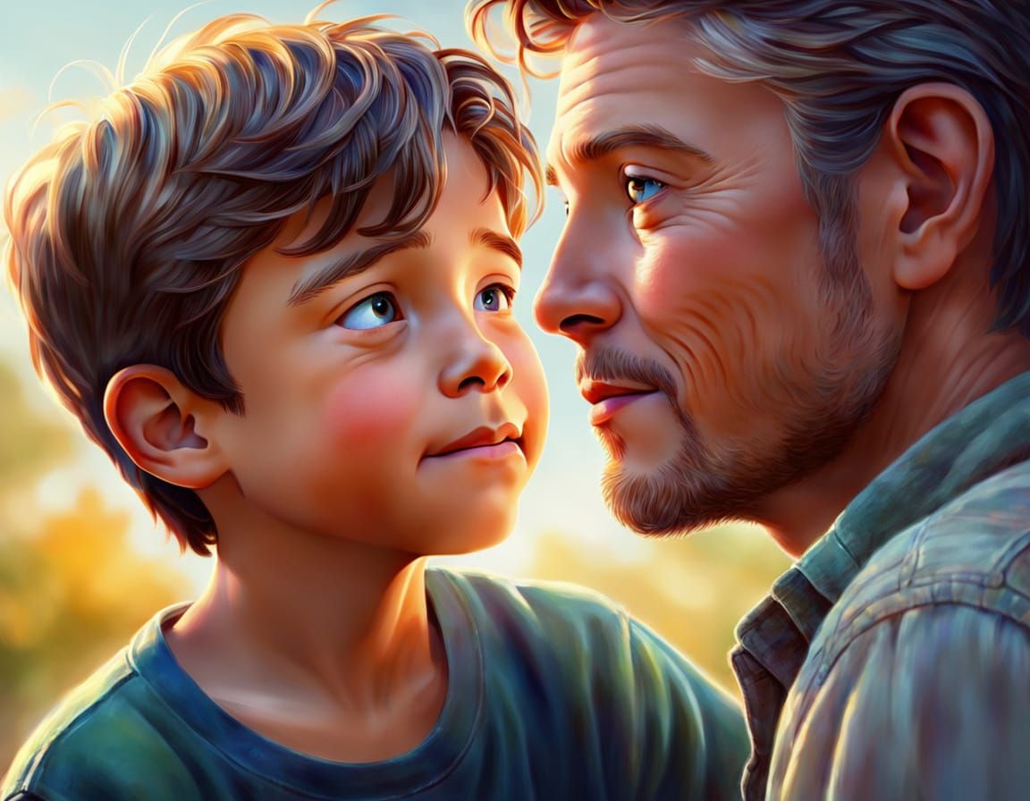 Heartwarming Father and Son Digital Painting
