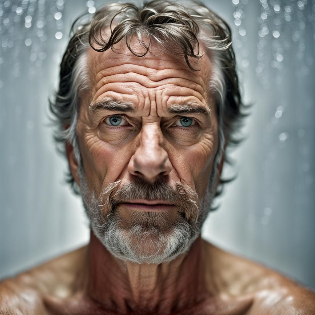 Portrait of a Handsome Man in Shower