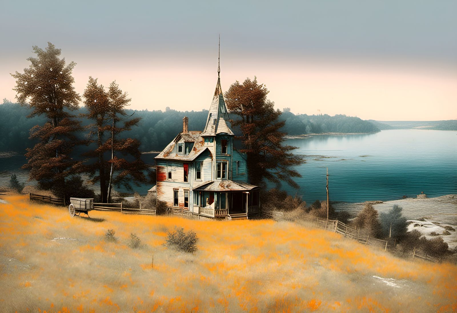 Gothic Chapel on Hill in Dramatic Lighting