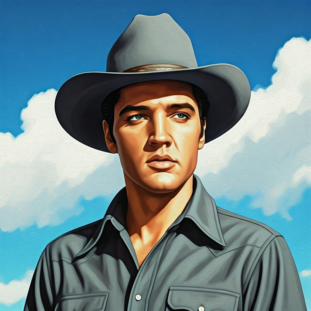 Elvis Presley Portrait in Impressionistic Oil Style