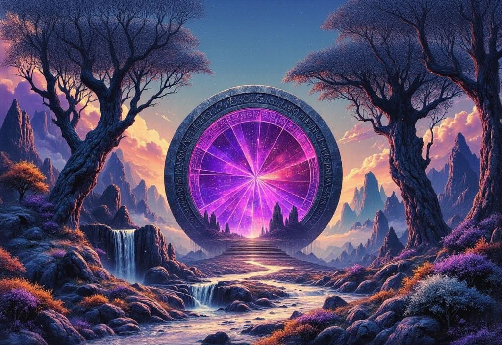 Magic Portal to Fantasy World in Ghibli Style