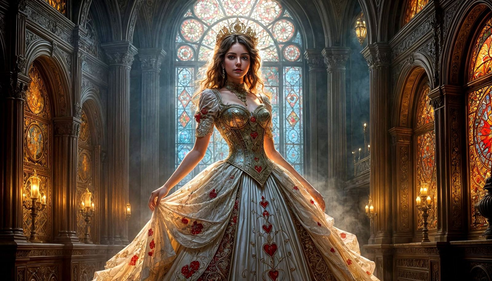 Queen of Hearts Automaton in Art Nouveau Style