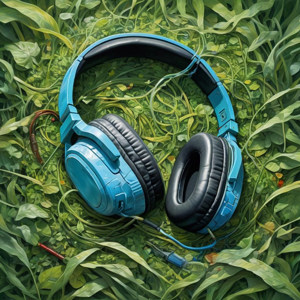 Headphones with Broken Cables: Impasto Gouache Painting