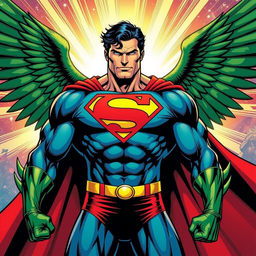 Superman Hybrid Character in Comic Book Art Style