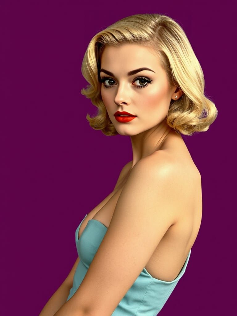 Retro Woman Portrait in 1940s Illustration Style