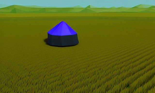 Low Poly UFO Landing in Field