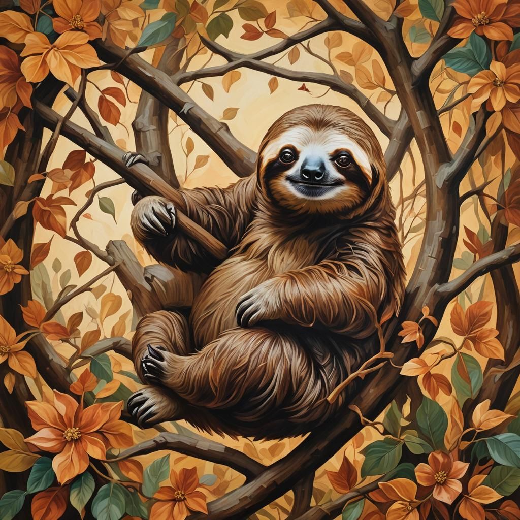 Poetry as a Sloth: Renaissance Acrylic Artwork