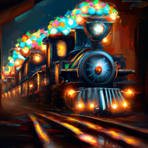 Christmas Steam Train Masterpiece in Detailed Matte Painting