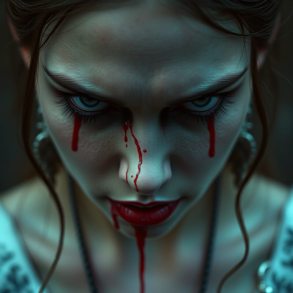 Goth Lady in Melancholic Tears