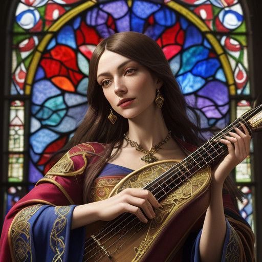 Medieval Troubadour Shines in Vibrant Stained-Glass Portrait