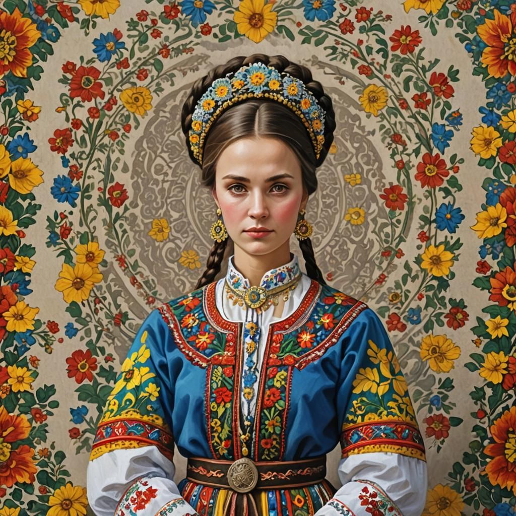 Woman in Traditional Ukrainian National Costume