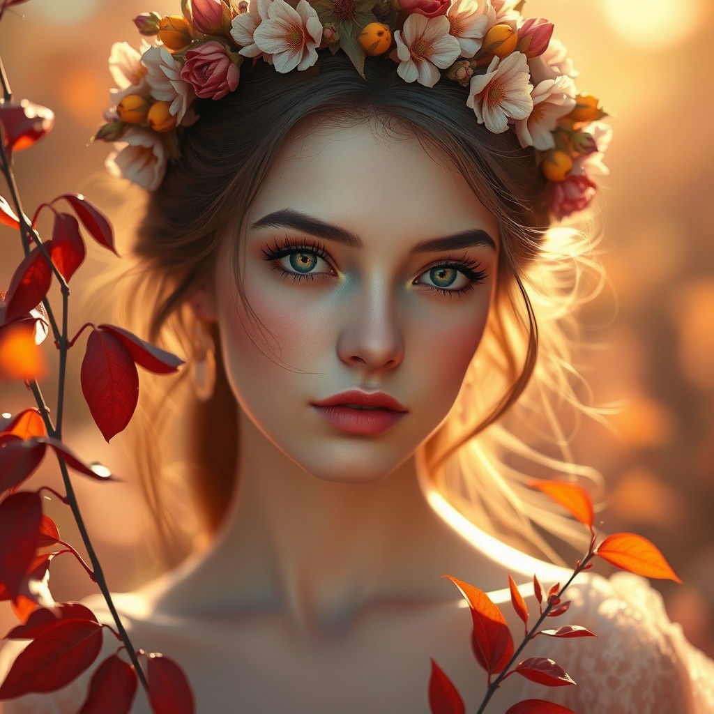 Ethereal Flower Girl in Autumnal Aura